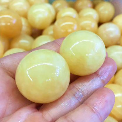 2pcs Natural Yellow Jade Crystal Sphere Ball Polished Healing Fengshui Home Decoration Collection Gift