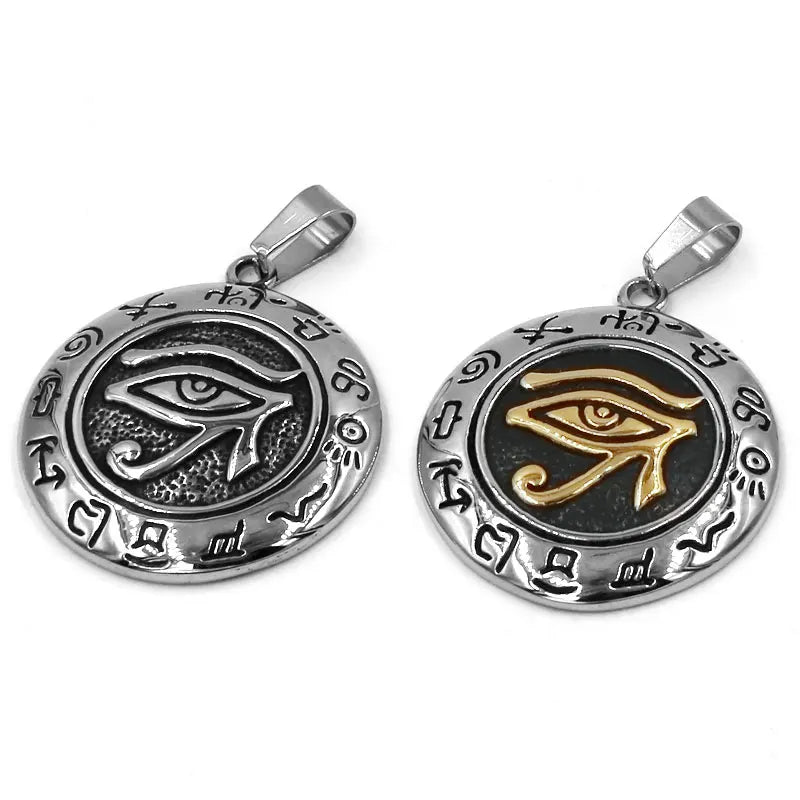 Egyptian Eye of Horus Ra Udjat Talisman Pendant Stainless Steel Gold Silver Color Wedjat Eye Amulet Biker Men Pendant P0443