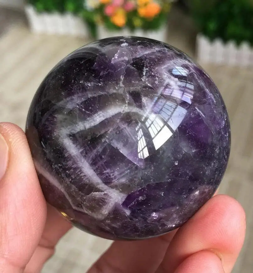 160g NATURAL Dream Amethyst Crystal sphere ball Orb Gem Stone