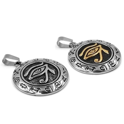 Egyptian Eye of Horus Ra Udjat Talisman Pendant Stainless Steel Gold Silver Color Wedjat Eye Amulet Biker Men Pendant P0443