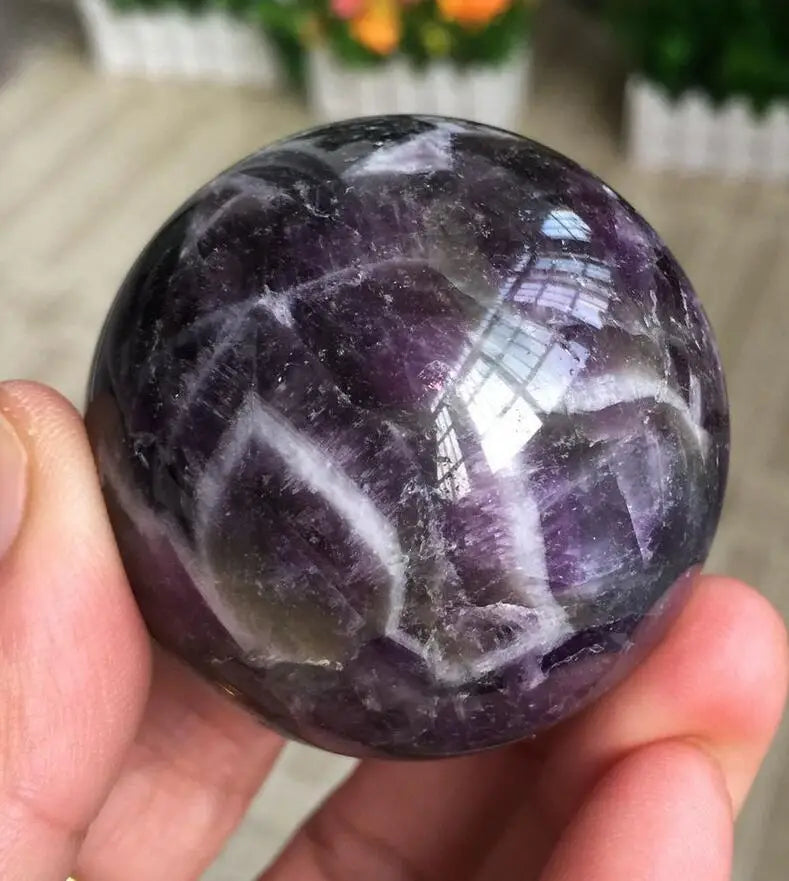 160g NATURAL Dream Amethyst Crystal sphere ball Orb Gem Stone