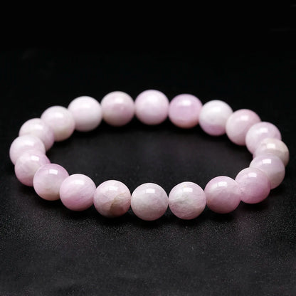 Natural Kunzite Stone Beads Bangle Elastic Women Stretch Bracelet Lavender Color Stone Healing Gems For Girl Gifts Jewelry
