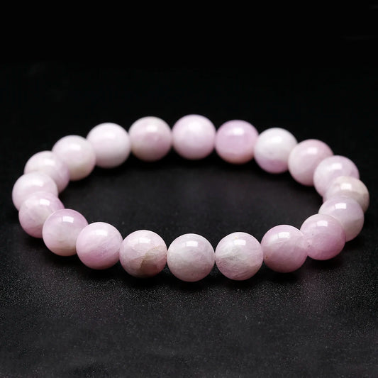 Natural Kunzite Stone Beads Bangle Elastic Women Stretch Bracelet Lavender Color Stone Healing Gems For Girl Gifts Jewelry
