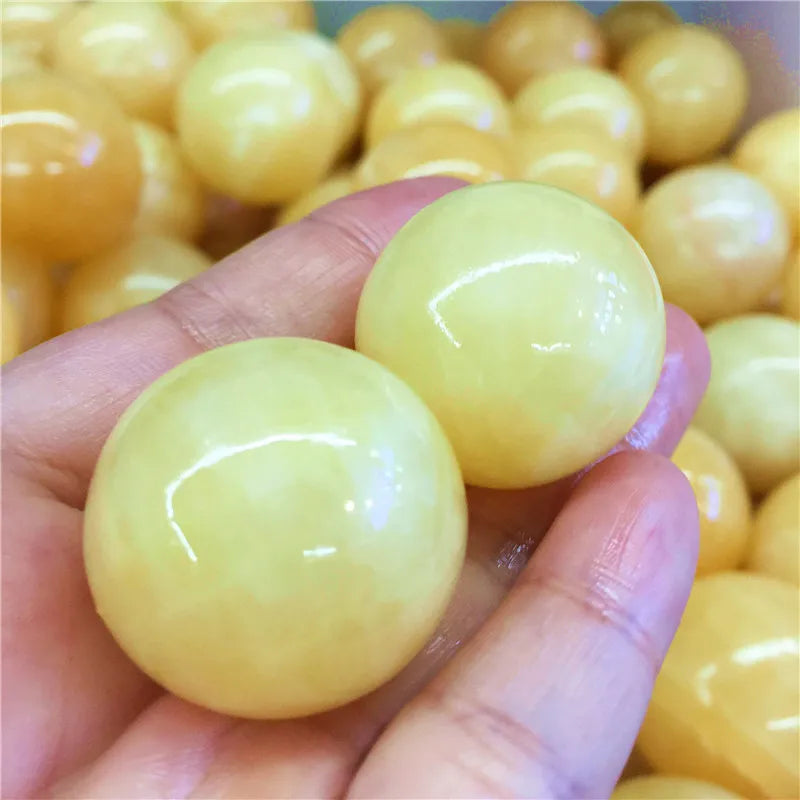 2pcs Natural Yellow Jade Crystal Sphere Ball Polished Healing Fengshui Home Decoration Collection Gift