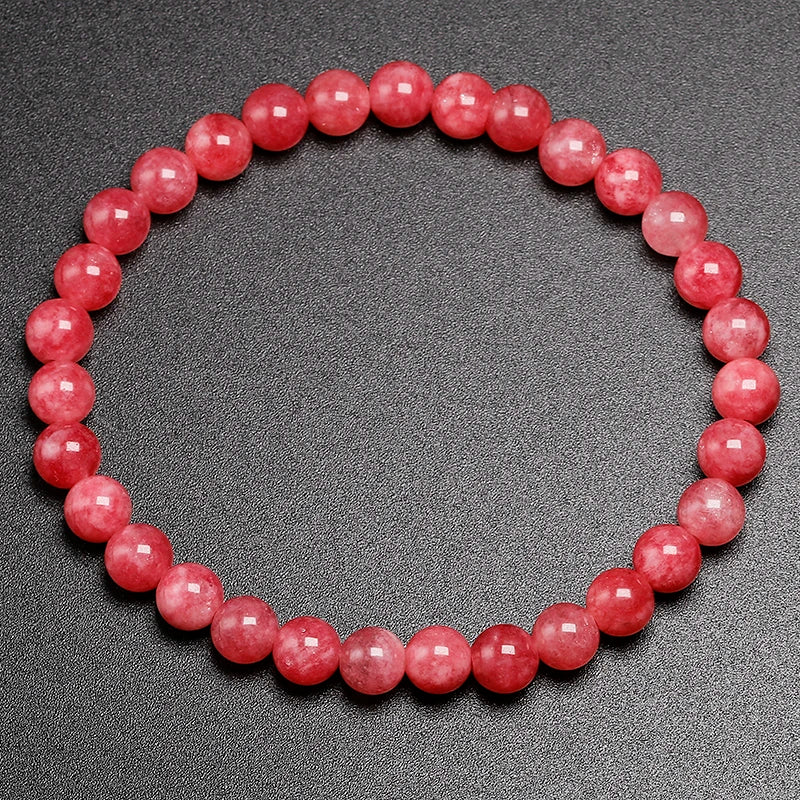 Genuine Natural Stone Rhodonite Round Beads For Quartz Rhodochrosite Bracelet Women Girls Jewelry Gem Bracelets Accessories