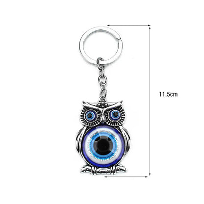 Blue Evil Eye Owl Keychain for Women Men Pendant Lucky Charm Animal Car Key Chain KeyRing Fashion Jewelry Bag Accessories Gift