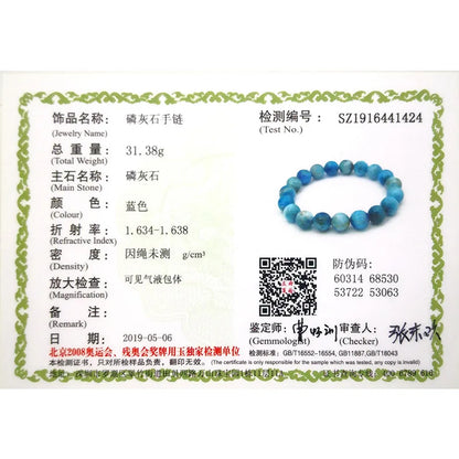 Natural Ocean Blue Apatite Stone Stone 6mm 8mm 10mm Beads Bracelet Women Men Meditation Jewelry Round Gem Beaded Bracelets Gift