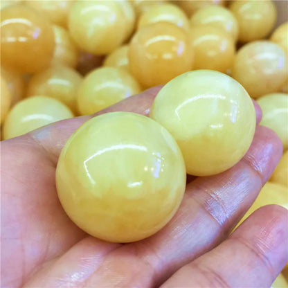 2pcs Natural Yellow Jade Crystal Sphere Ball Polished Healing Fengshui Home Decoration Collection Gift