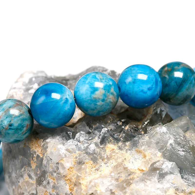 Natural Ocean Blue Apatite Stone Stone 6mm 8mm 10mm Beads Bracelet Women Men Meditation Jewelry Round Gem Beaded Bracelets Gift