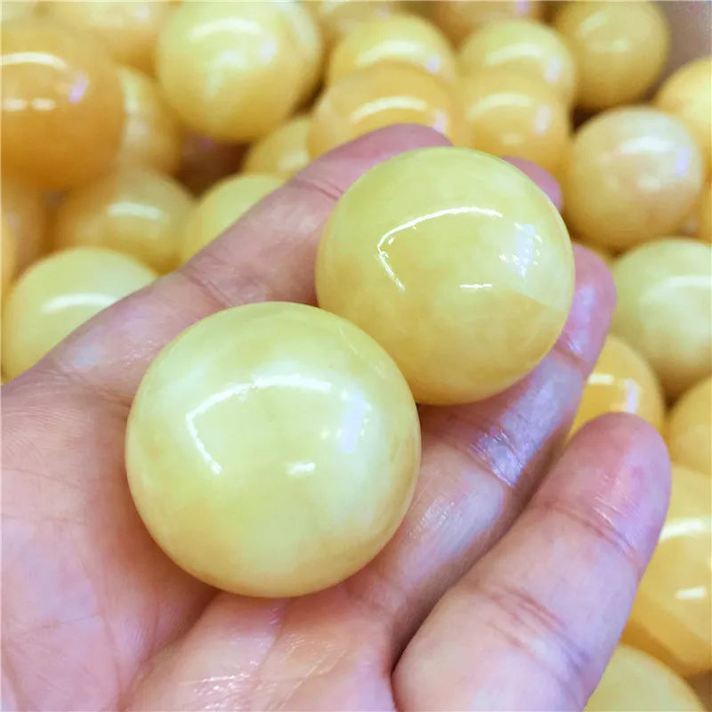 2pcs Natural Yellow Jade Crystal Sphere Ball Polished Healing Fengshui Home Decoration Collection Gift