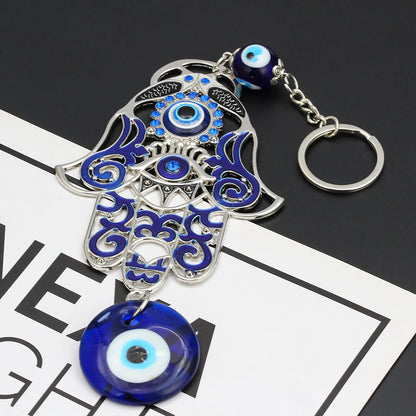 1pc Turkey Blue Evil Eye Key chian Glass Hamsa Hand Charms Wall Hang Keychian Jewelry Fit Women Diy Fatima Hand Gift