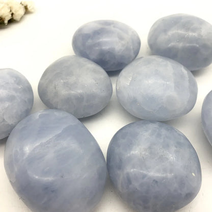Beautiful Natural Blue Celestite Palm Quartz Gem Crystal Polished Raw Stones Irregular Shape Healing Home Decoration Gifts