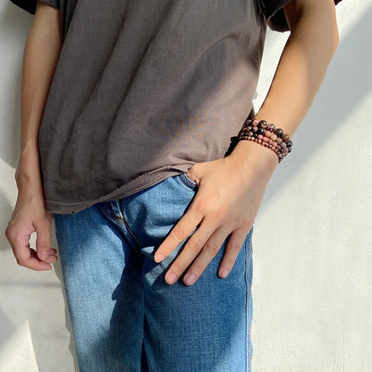 Fashion Natural Gem Beads Bracelets Rhodonite Stone Bangle For Female Men Handmade beaded Jewelry Yoga Healin Gift Drop Shipping