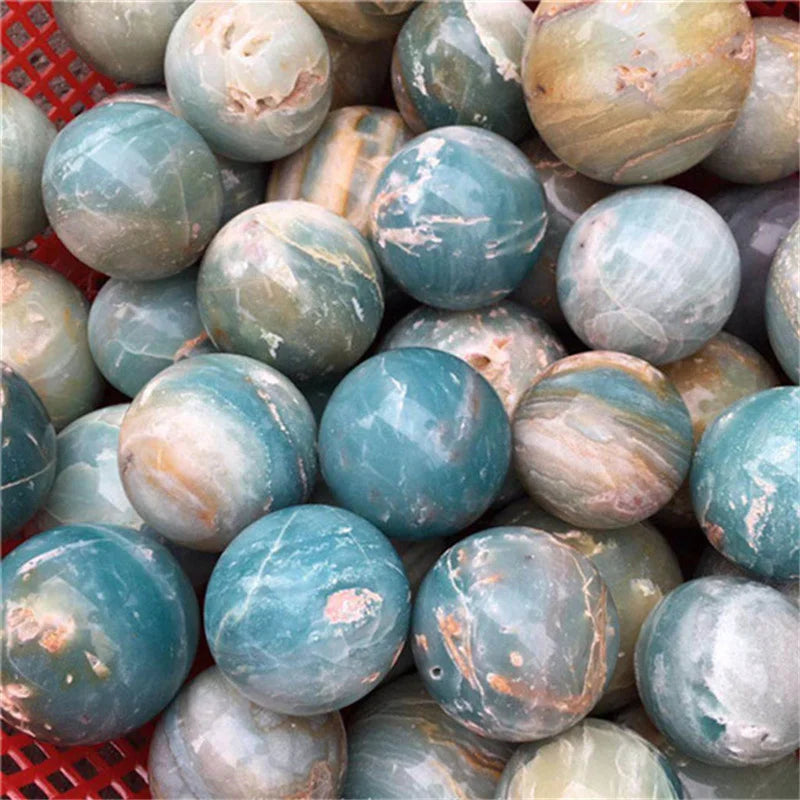 Natural Stone Quartz Gem Sphere Blue Caribbean Calcite Crystal Ball Healing Gemstones Home Decoration