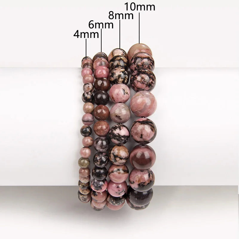 Fashion Natural Gem Beads Bracelets Rhodonite Stone Bangle For Female Men Handmade beaded Jewelry Yoga Healin Gift Drop Shipping