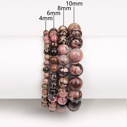 Fashion Natural Gem Beads Bracelets Rhodonite Stone Bangle For Female Men Handmade beaded Jewelry Yoga Healin Gift Drop Shipping