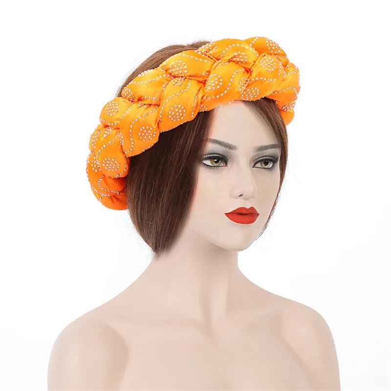 Latest Exaggerated Satin Twist Braids Headband Handmade African Headtie Nigerian Wedding Gele Women Turbans Ladies Head Wraps