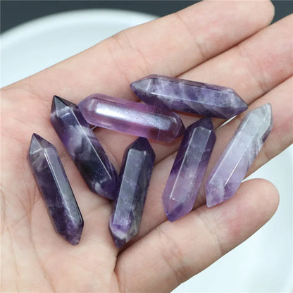 5PCS Natural Crystal Amethyst Pendant Fashion Simple Reiki Point Raw Gem Necklace Souvenir For Men Women Charm Mineral Jewelry