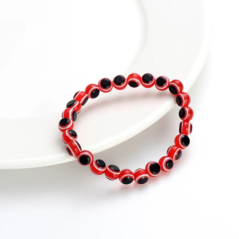 Evil eye 2018 Fashion 4 6 8mm Blue Resin Beads Beaded Bracelet Turkish style Charm Blue eye Bead Bracelet For Women EY4779