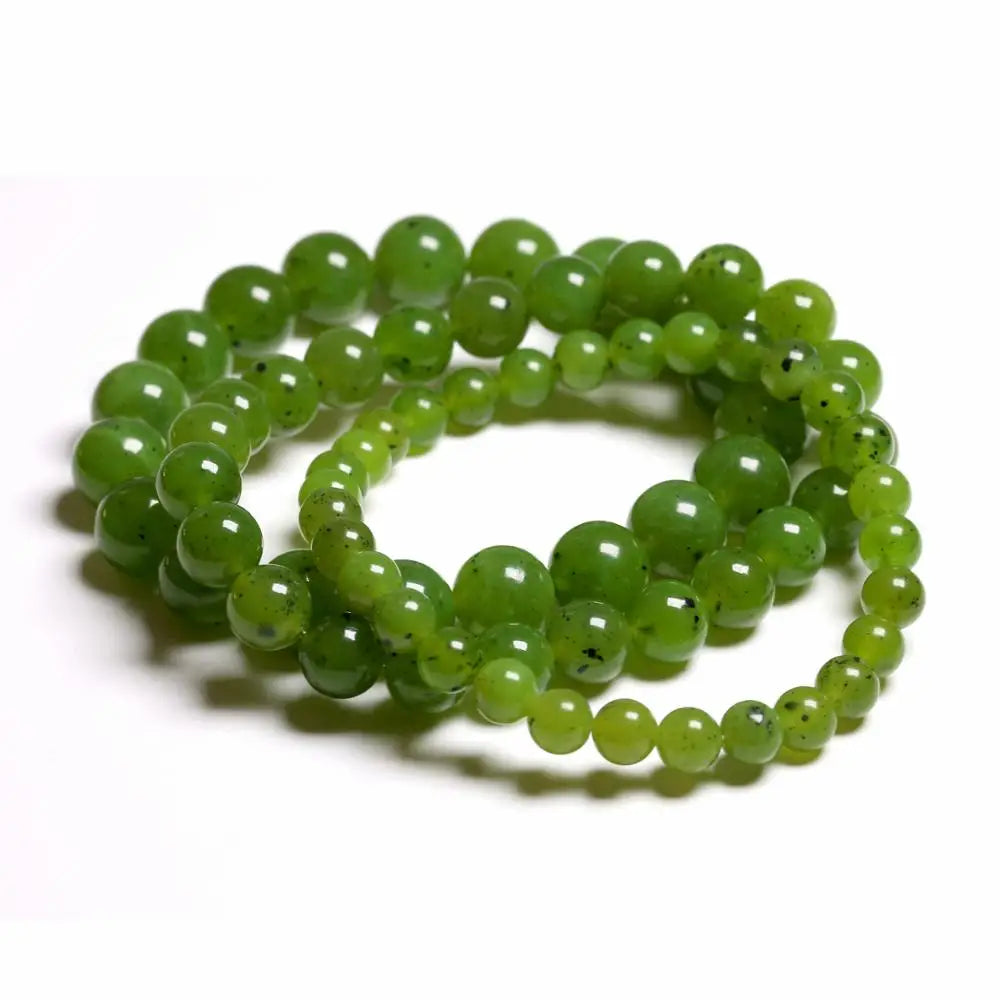 Natural Healing Bracelet Gem Green Canadian Nephrite Jades Stone Beads Bracelets For Women and Men Strand Meditation Jewelry