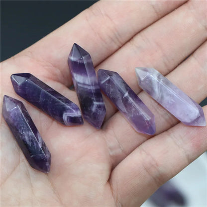 5PCS Natural Crystal Amethyst Pendant Fashion Simple Reiki Point Raw Gem Necklace Souvenir For Men Women Charm Mineral Jewelry
