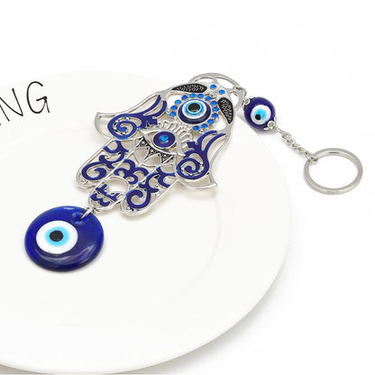 1pc Turkey Blue Evil Eye Key chian Glass Hamsa Hand Charms Wall Hang Keychian Jewelry Fit Women Diy Fatima Hand Gift