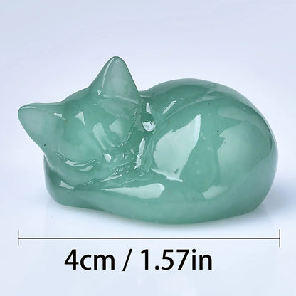 1pc Natural crystal sleeping cat statue. Made of Cupid Crystal. The meditation stone. Small gifts for home decor