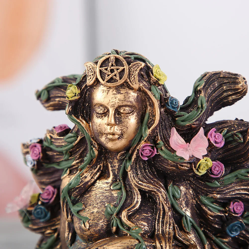 Mother Earth Statue Sculpture Gaia Goddess with Butterfly Resin Figurine Decoration Modern Crafts Home Office Tabletop Decor
