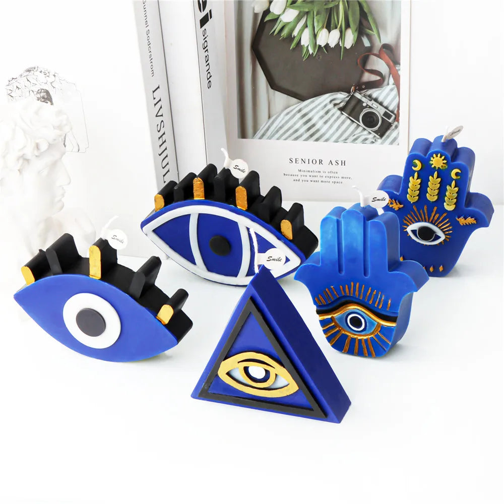 Greek Blue Evil Eye Candle Silicone Molds Spooky Creepy Unique Eyeball Plaster Resin Mould For Home Candle Making Evil eye mold