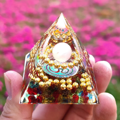 HANDMADE OHM AMETHYST SPHERE BLUE QUARTZ ORGONE PYRAMID REIKI ENERGY CHAKRA CRYSTAL HEALING ORGONITE PYRAMIDE