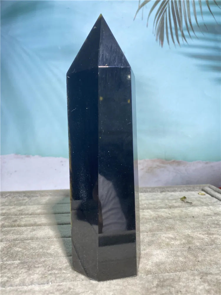 Natural Stone Obsidian Wand Sphere Crystal Ball Healing Room Decoration Holiday Gifts Meditation Reiki Witchcraft Gemstone Tower