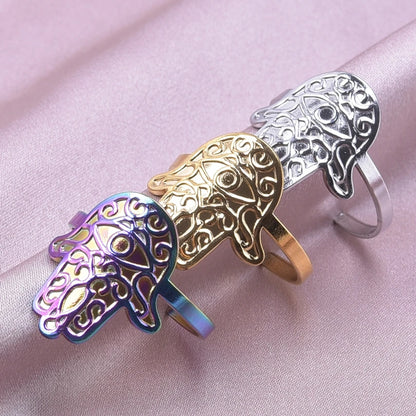 1/3Pcs Stainless Steel Witch Knot Evil Eye Fatima Hand Star Amulet Open Rings Angel Wing Sacred Flower Metatron Anillos Jewelry