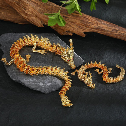 3D Dragon Statue Ornament Moveable Body Joints Exhibition Hall Advanced Decoration Zodiac Animal Brass Crafts Collection