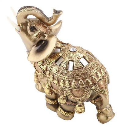 Lucky Feng Shui Wood Grain Antique Elephant Statue Sculpture Wealth Figurine Birthday Gift Home Decoration elephant figurine