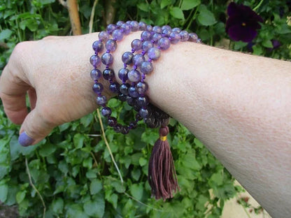 Amethyst Mala Necklace / Healing Mala / Mala Beads 108 / Hand Knotted Mala / Gemstone Necklace / Gemstone Bracelet