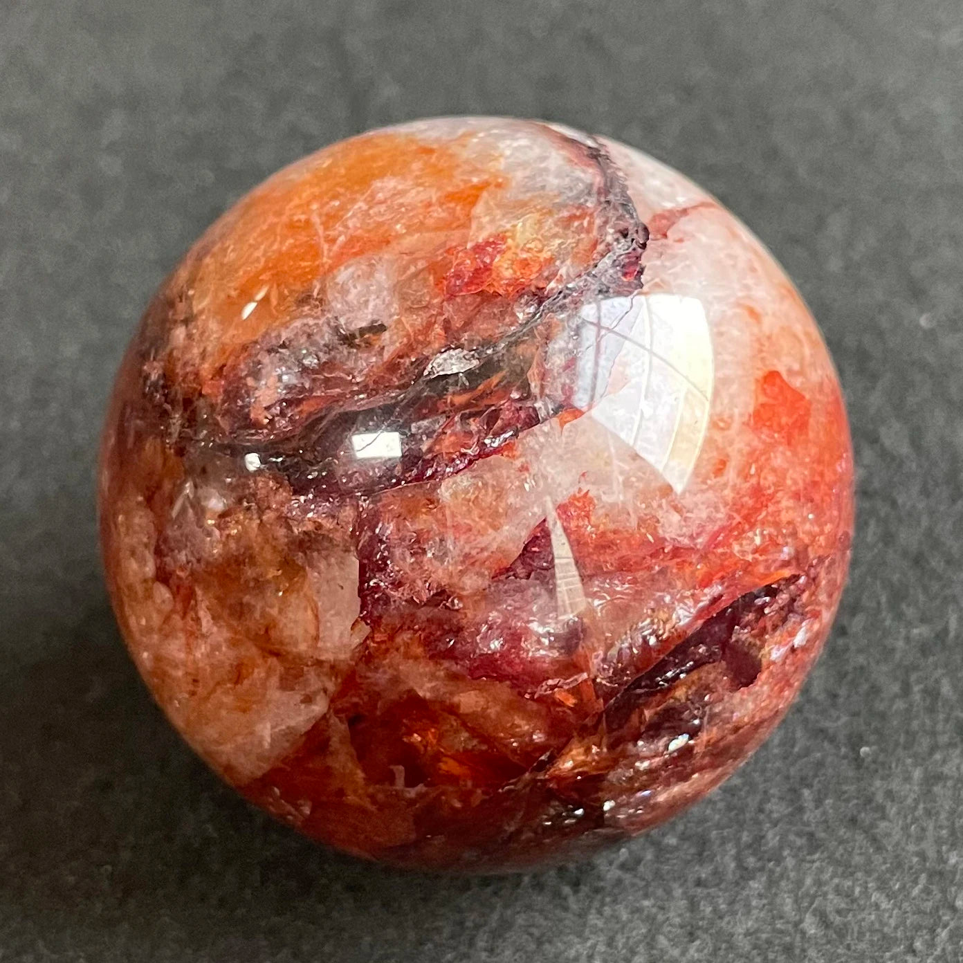 178g Natural Stone Red Clear Quartz Crystal Ball Rainbow Sphere Polished Rock Reiki Healing Z315