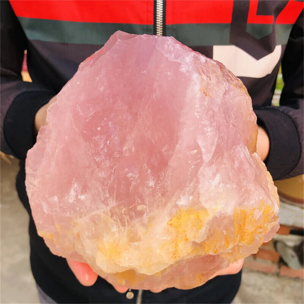 Magical Natural Pink Rose Quartz Crystal Rough Raw Stone Mineral Specimen Restoration Gem Home Office Degaussing Decoration