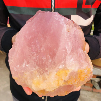 Magical Natural Pink Rose Quartz Crystal Rough Raw Stone Mineral Specimen Restoration Gem Home Office Degaussing Decoration
