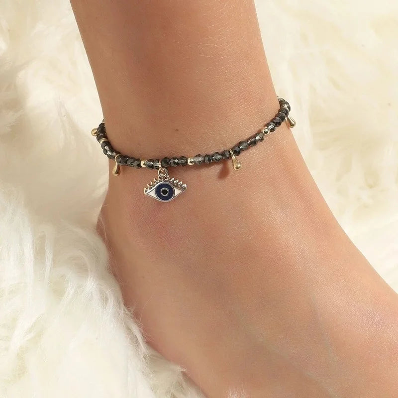 2024 Black White Red Mixex Color Beaded Anklets For Women Summer Holidays Beach Foot Jewelry Evil Eye Ankle Bracelet On the Leg
