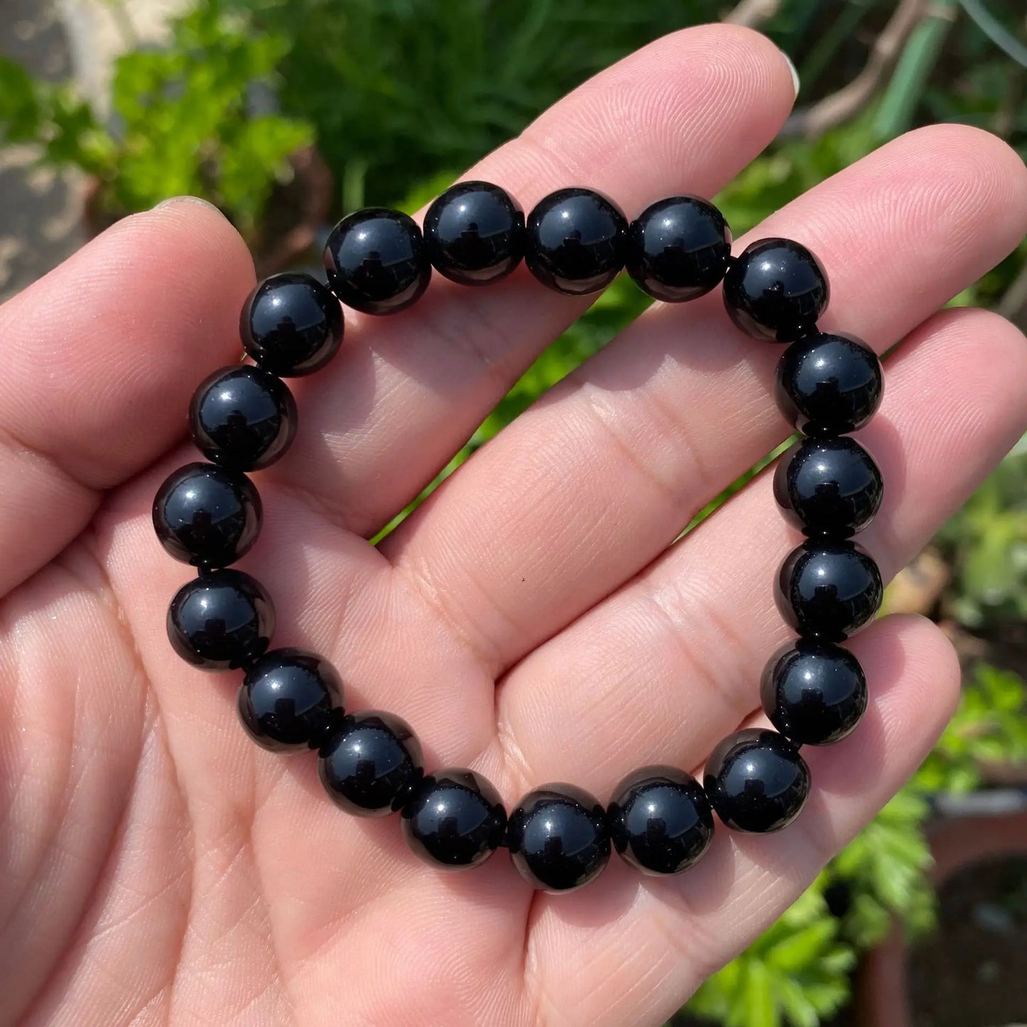 Natural Black Tourmaline Bracelet Stone Beads Bracelet Gem Stone Energy Bracelet Men Yoga Energy Handmade Women Gift
