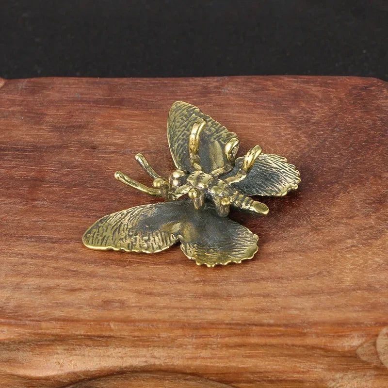 Pure Brass Butterfly Figurines Miniatures Ornament Antique Copper Insect Statue Home Decoration Crafts Accessories