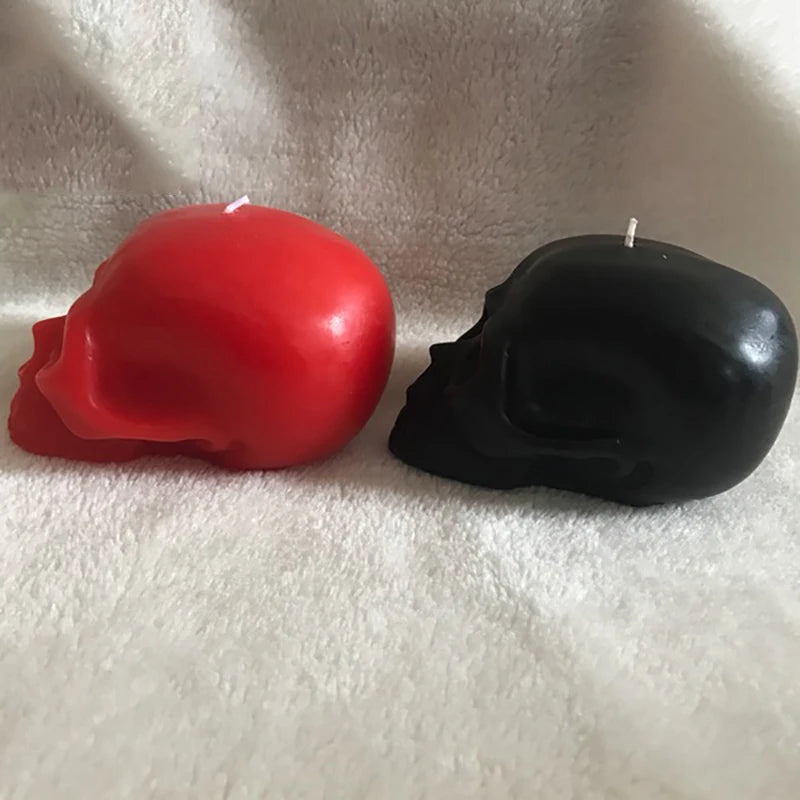 Large Skull Shaped Candle, White, Black, Red, Skull Figure Image Candle, Decorative Themed Candles for Halloween Party, Horror