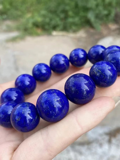 Natural Blue Lapis Lazuli Stone Beads Bracelet 16-18mm Women Men Stretch Round Crystal Bracelet Fashion Jewelry AAAAAA