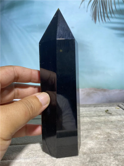 Natural Stone Obsidian Wand Sphere Crystal Ball Healing Room Decoration Holiday Gifts Meditation Reiki Witchcraft Gemstone Tower