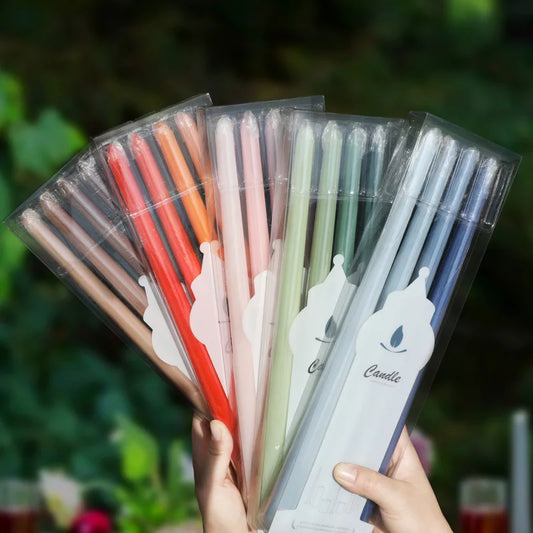 12" 4pc Unsented Taper Candles Colored Long Stick Candle  Smokeless Home Nordic Decor Wedding Centerpiece Birthday Candle