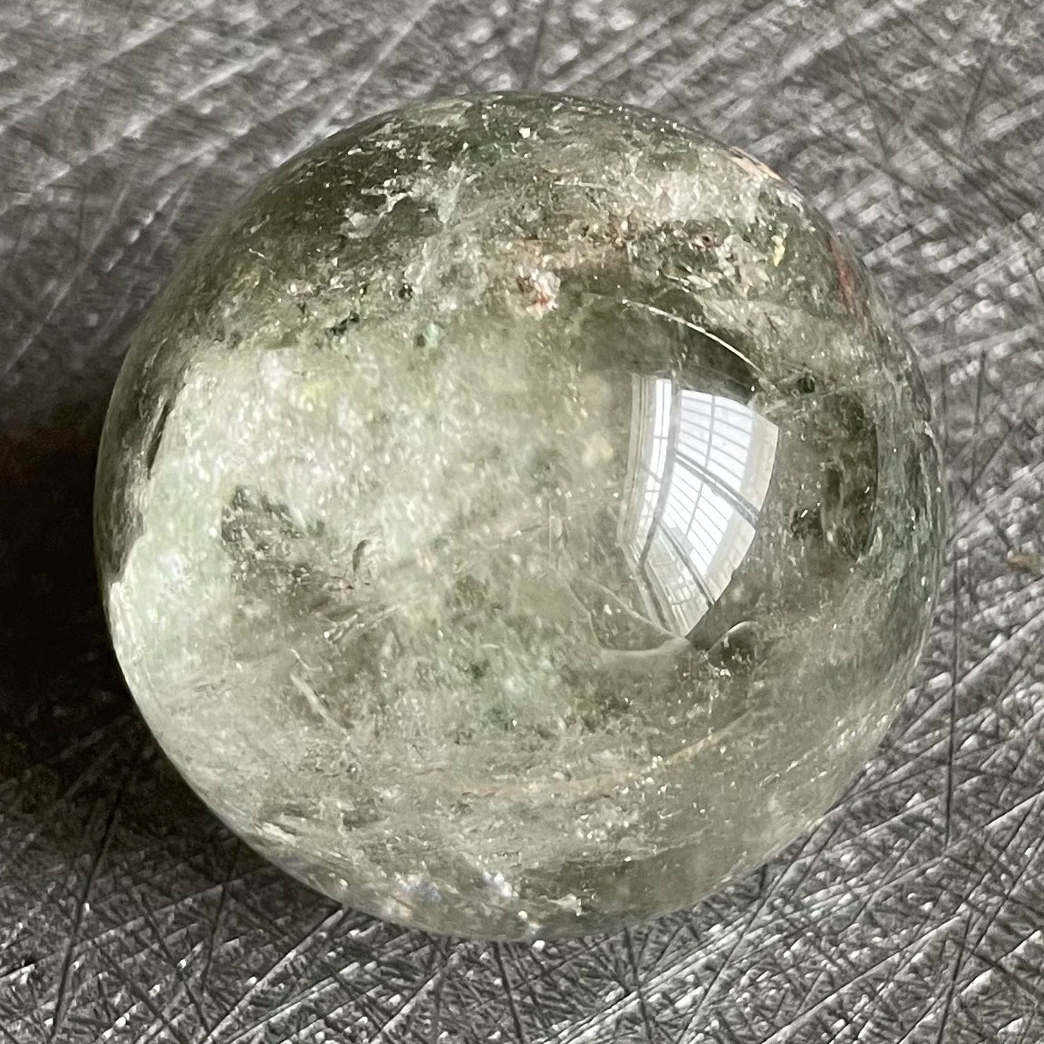 98g Natural Crystal Ball Green Phantom Decoration Polished Quartz Sphere Reiki Healing