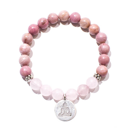 8mm Rhodochrosite Rose Quartz Beads 108 Mala Necklace Meditation Prayer Jewelry Japamala Rosary with Bracelet for Women