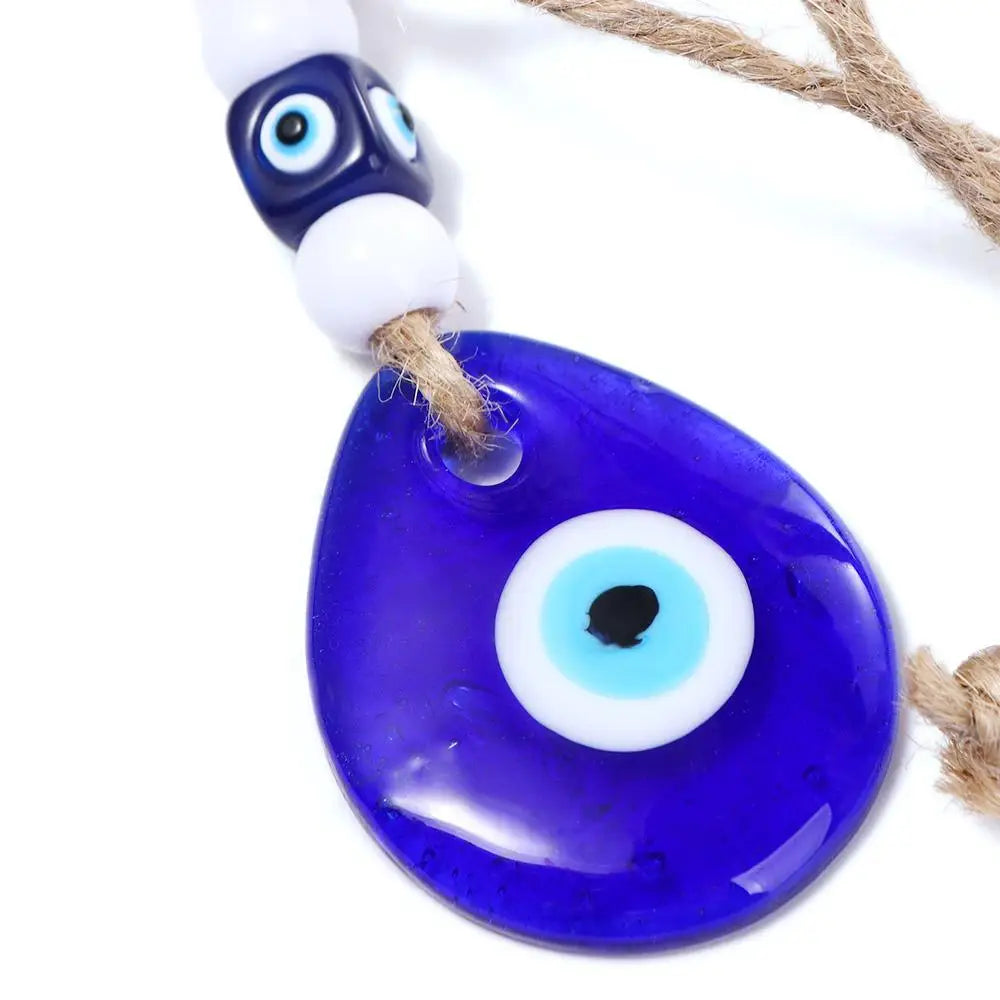 Classic Turkey Evil Blue Eye Twine String Drop Pendant Lucky Jewelry Glass Keychain Men Women's Car Key Rings