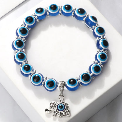 New Turkish Evil Eye Beads Bracelet for Women Men Hand Chain Crystal Spacer Healing Couple Bangle Chain Pulsera Jewelry for Gift