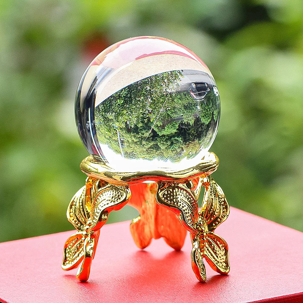 Metal Butterfly Crystal Ball Display Stand Handicraft Sphere Stone Support Gems Holder Photography Props Home Desktop Ornaments